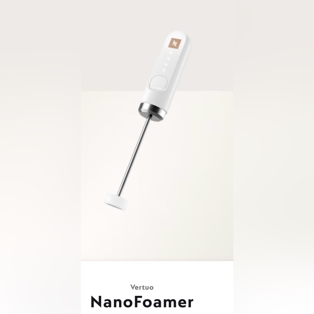 Nespresso NanoFoamer — White with Silver Accents